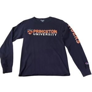 Champion Princeton Tiger Shirt Unisex Small Navy Blue Long Sleeve University Tee